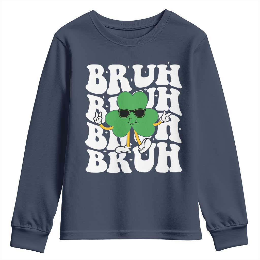 Funny St. Patrick's Day Bruh Youth Sweatshirt TS09 Navy Print Your Wear