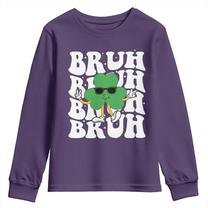 Funny St. Patrick's Day Bruh Youth Sweatshirt TS09 Purple Print Your Wear