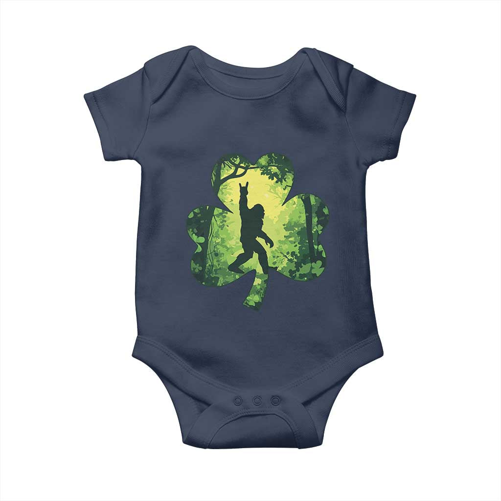 Funny St. Patrick's Day Bigfoot Baby Onesie Sasquatch Shamrock Irish TS09 Navy Print Your Wear