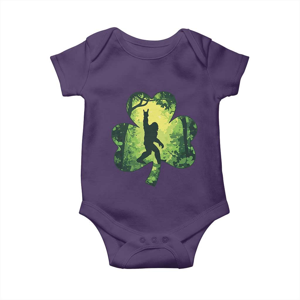 Funny St. Patrick's Day Bigfoot Baby Onesie Sasquatch Shamrock Irish TS09 Purple Print Your Wear