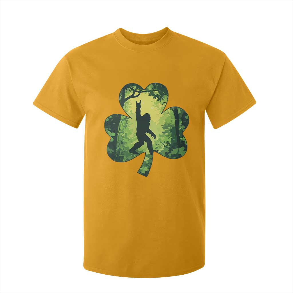 Funny St. Patrick's Day Bigfoot T Shirt For Kid Sasquatch Shamrock Irish TS09 Gold Print Your Wear