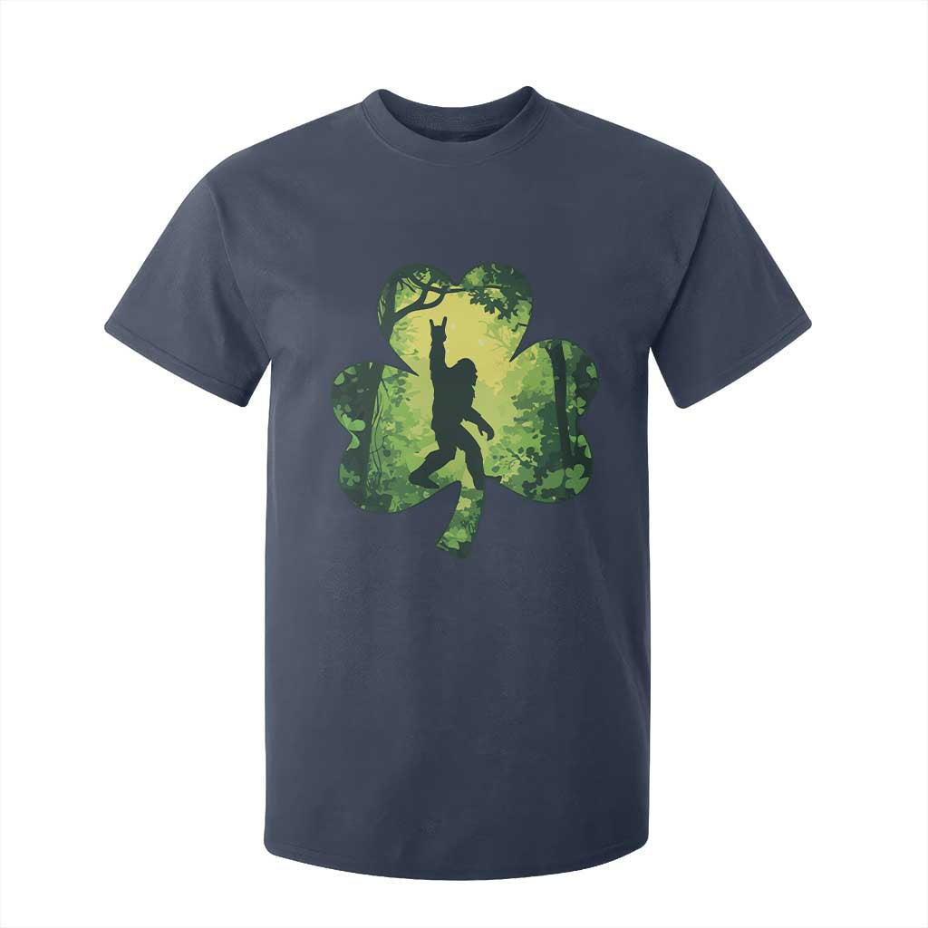 Funny St. Patrick's Day Bigfoot T Shirt For Kid Sasquatch Shamrock Irish TS09 Navy Print Your Wear