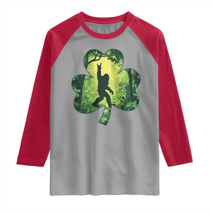 Funny St. Patrick's Day Bigfoot Raglan Shirt Sasquatch Shamrock Irish TS09 Sport Gray Red Print Your Wear