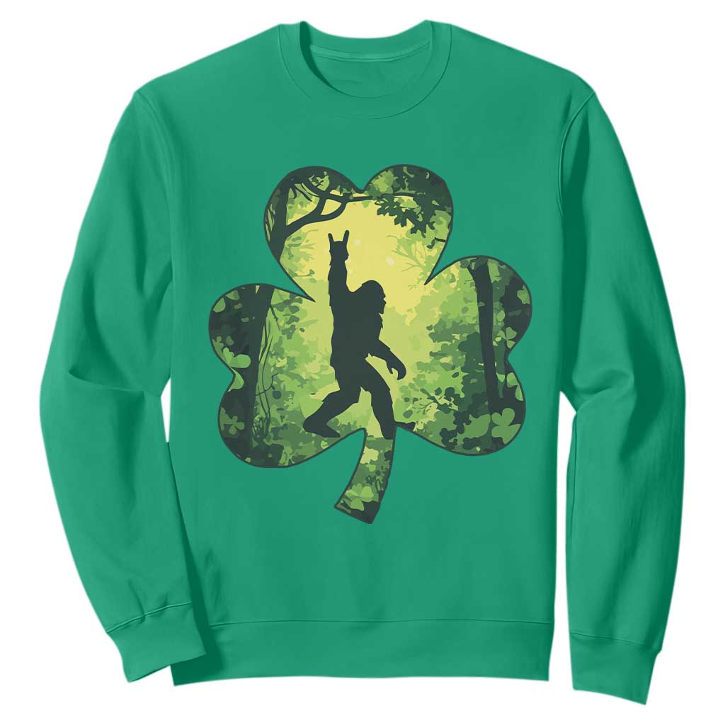 Funny St. Patrick's Day Bigfoot Sweatshirt Sasquatch Shamrock Irish TS09 Irish Green Print Your Wear