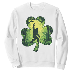 Funny St. Patrick's Day Bigfoot Sweatshirt Sasquatch Shamrock Irish TS09 White Print Your Wear