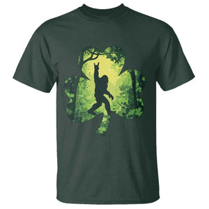 Funny St. Patrick's Day Bigfoot T Shirt Sasquatch Shamrock Irish TS09 Dark Forest Green Print Your Wear