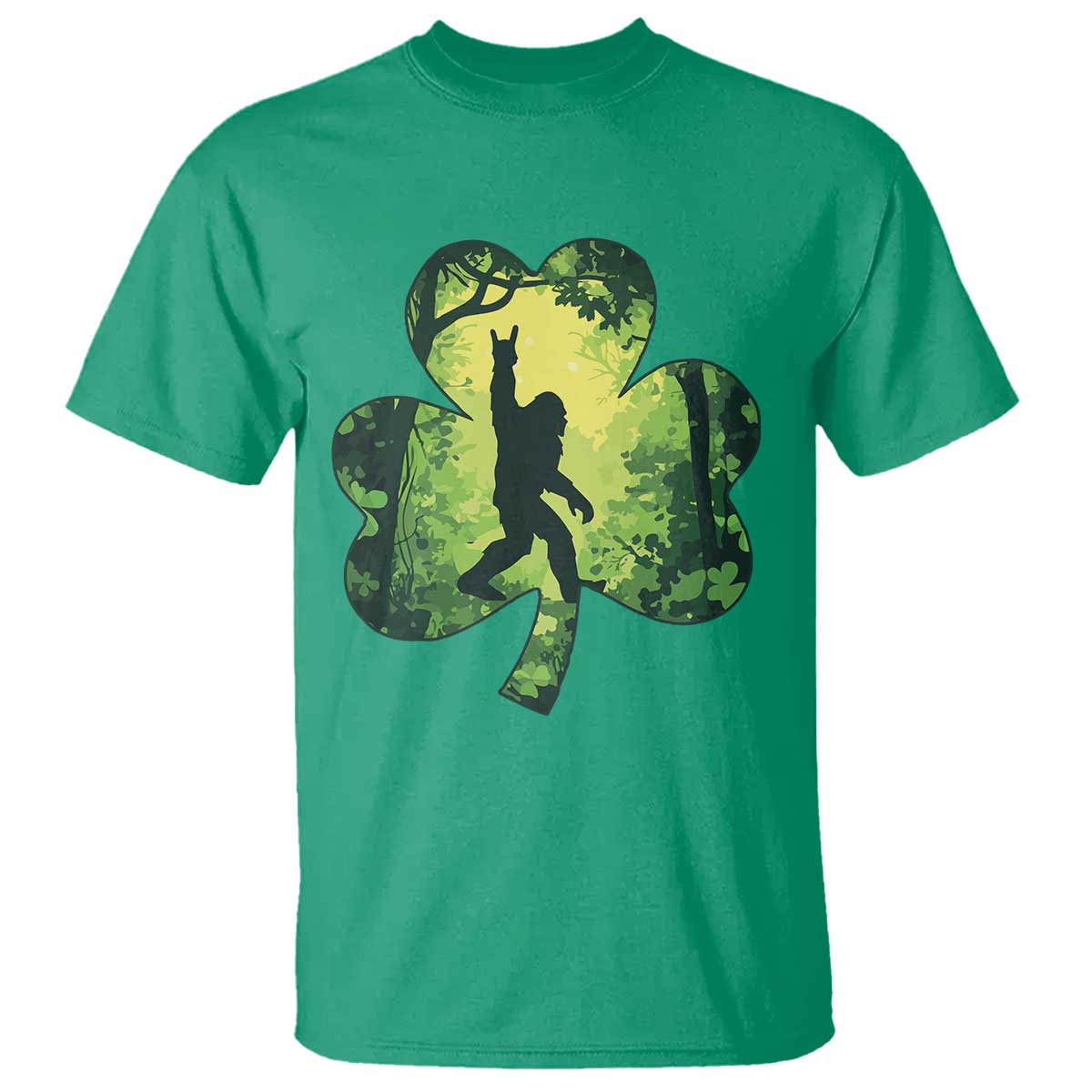 Funny St. Patrick's Day Bigfoot T Shirt Sasquatch Shamrock Irish TS09 Irish Green Print Your Wear