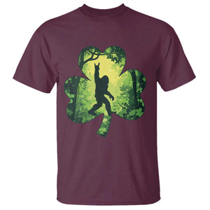 Funny St. Patrick's Day Bigfoot T Shirt Sasquatch Shamrock Irish TS09 Maroon Print Your Wear