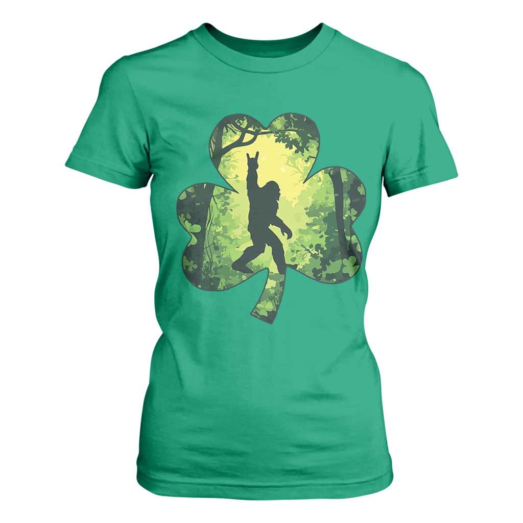 Funny St. Patrick's Day Bigfoot T Shirt For Women Sasquatch Shamrock Irish TS09 Irish Green Print Your Wear