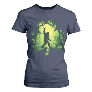 Funny St. Patrick's Day Bigfoot T Shirt For Women Sasquatch Shamrock Irish TS09 Navy Print Your Wear