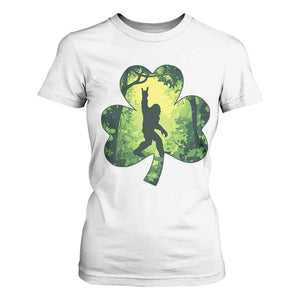 Funny St. Patrick's Day Bigfoot T Shirt For Women Sasquatch Shamrock Irish TS09 White Print Your Wear