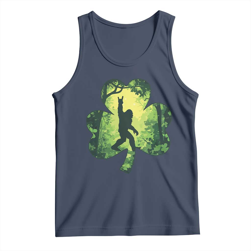 Funny St. Patrick's Day Bigfoot Tank Top Sasquatch Shamrock Irish TS09 Navy Print Your Wear
