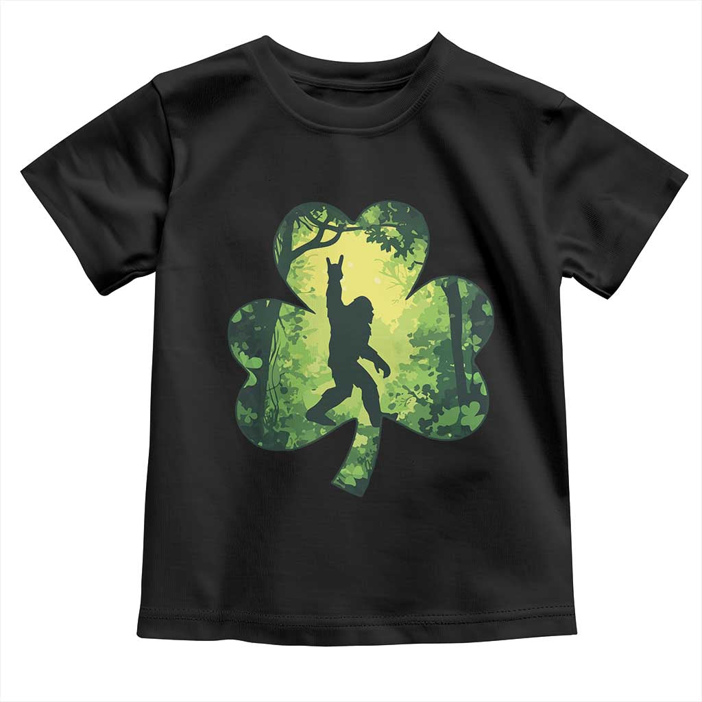 Funny St. Patrick's Day Bigfoot Toddler T Shirt Sasquatch Shamrock Irish TS09 Black Print Your Wear