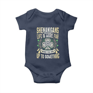 Funny St. Patrick's Day Baby Onesie Shenanigans Because Life Is More Fun When You Are Up To Something TS09 Navy Print Your Wear