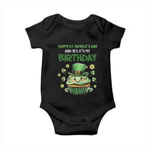 Funny St. Patrick's Day And Birthday Baby Onesie Shamrock Cupcake Leprechaun TS09 Black Print Your Wear