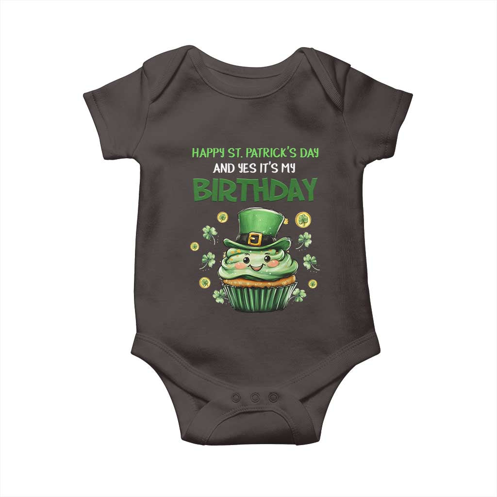 Funny St. Patrick's Day And Birthday Baby Onesie Shamrock Cupcake Leprechaun TS09 Dark Chocolate Print Your Wear