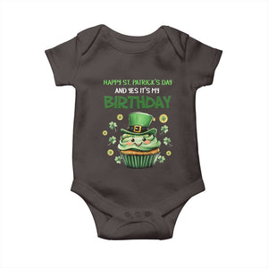 Funny St. Patrick's Day And Birthday Baby Onesie Shamrock Cupcake Leprechaun TS09 Dark Chocolate Print Your Wear