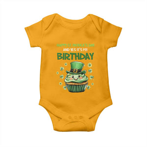 Funny St. Patrick's Day And Birthday Baby Onesie Shamrock Cupcake Leprechaun TS09 Gold Print Your Wear