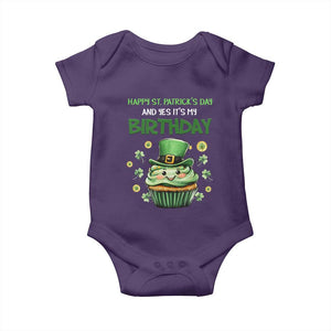 Funny St. Patrick's Day And Birthday Baby Onesie Shamrock Cupcake Leprechaun TS09 Purple Print Your Wear