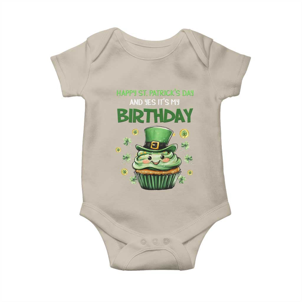 Funny St. Patrick's Day And Birthday Baby Onesie Shamrock Cupcake Leprechaun TS09 Sand Print Your Wear