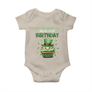 Funny St. Patrick's Day And Birthday Baby Onesie Shamrock Cupcake Leprechaun TS09 Sand Print Your Wear