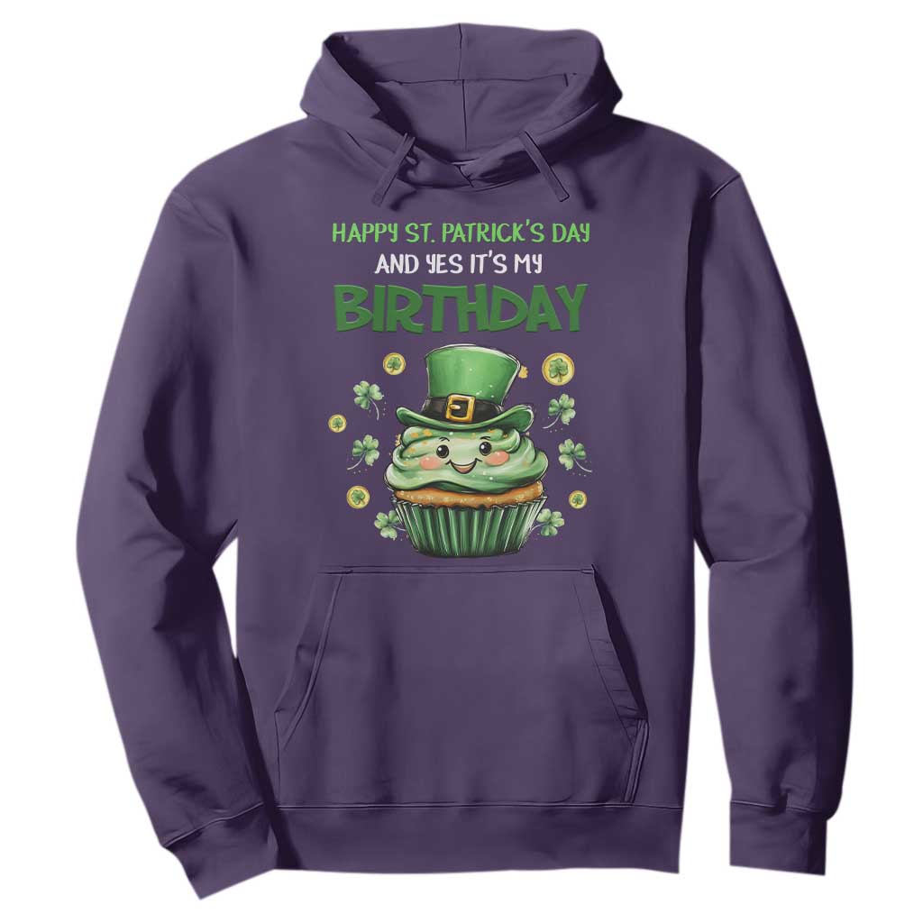Funny St. Patrick's Day And Birthday Hoodie Shamrock Cupcake Leprechaun TS09 Purple Print Your Wear