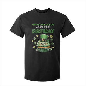 Funny St. Patrick's Day And Birthday T Shirt For Kid Shamrock Cupcake Leprechaun TS09 Black Print Your Wear
