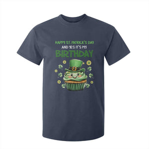 Funny St. Patrick's Day And Birthday T Shirt For Kid Shamrock Cupcake Leprechaun TS09 Navy Print Your Wear