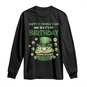 Funny St. Patrick's Day And Birthday Long Sleeve Shirt Shamrock Cupcake Leprechaun TS09 Black Print Your Wear
