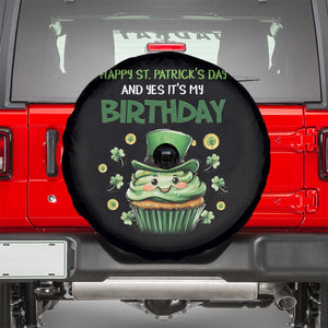 Funny St. Patrick's Day And Birthday Spare Tire Cover Shamrock Cupcake Leprechaun TS09 Black Print Your Wear