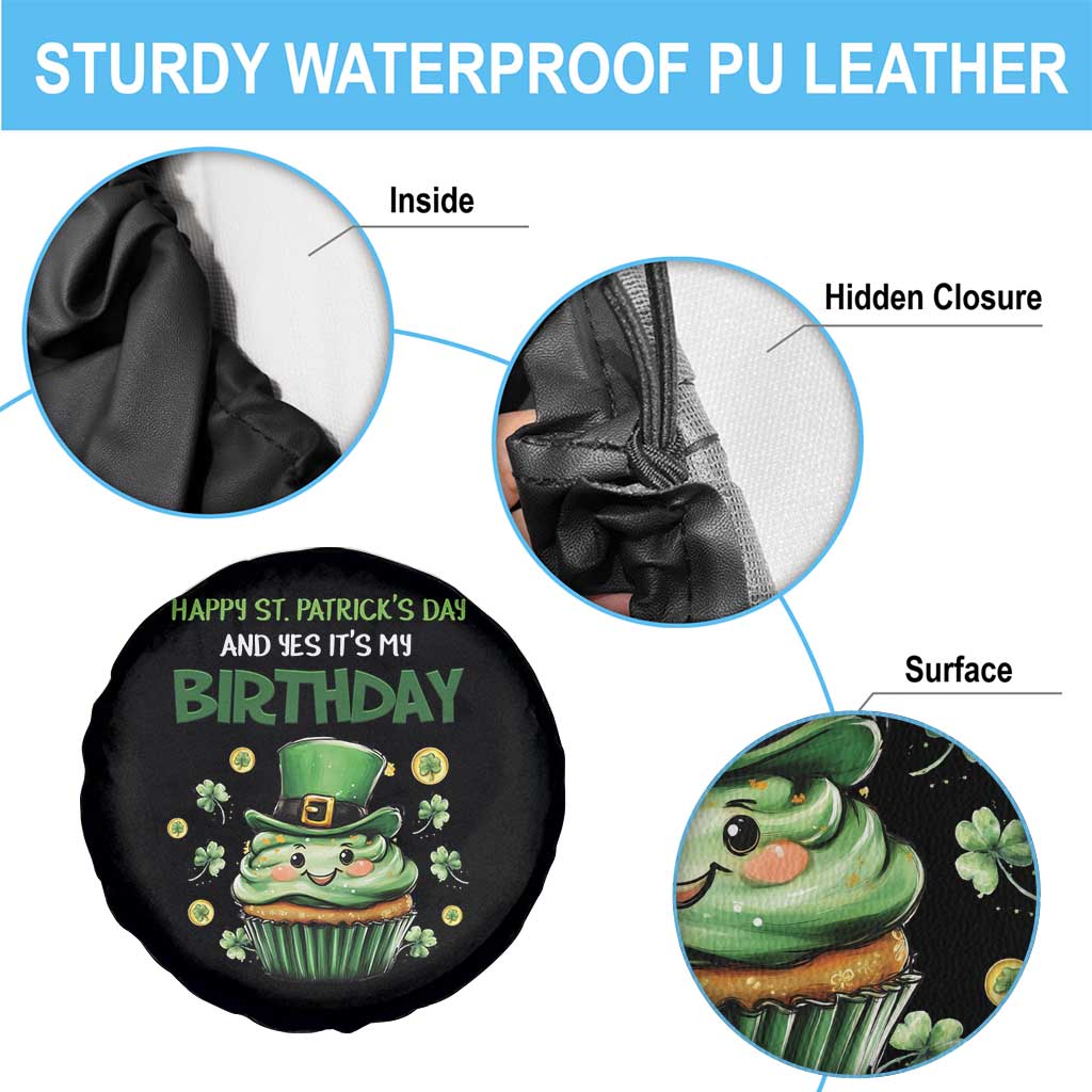 Funny St. Patrick's Day And Birthday Spare Tire Cover Shamrock Cupcake Leprechaun TS09 Print Your Wear