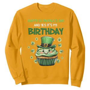 Funny St. Patrick's Day And Birthday Sweatshirt Shamrock Cupcake Leprechaun TS09 Gold Print Your Wear