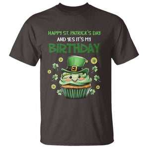 Funny St. Patrick's Day And Birthday T Shirt Shamrock Cupcake Leprechaun TS09 Dark Chocolate Print Your Wear