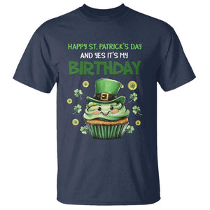 Funny St. Patrick's Day And Birthday T Shirt Shamrock Cupcake Leprechaun TS09 Navy Print Your Wear