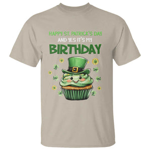 Funny St. Patrick's Day And Birthday T Shirt Shamrock Cupcake Leprechaun TS09 Sand Print Your Wear