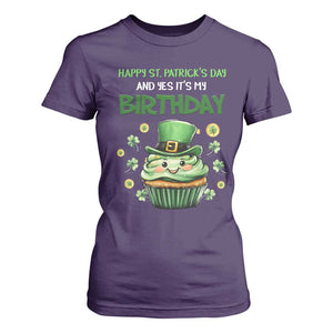 Funny St. Patrick's Day And Birthday T Shirt For Women Shamrock Cupcake Leprechaun TS09 Purple Print Your Wear
