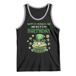Funny St. Patrick's Day And Birthday Tank Top Shamrock Cupcake Leprechaun TS09 Black Athletic Heather Print Your Wear