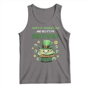Funny St. Patrick's Day And Birthday Tank Top Shamrock Cupcake Leprechaun TS09 Deep Heather Print Your Wear