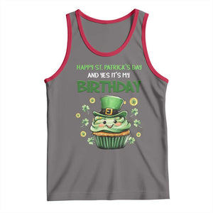 Funny St. Patrick's Day And Birthday Tank Top Shamrock Cupcake Leprechaun TS09 Deep Heather Red Print Your Wear