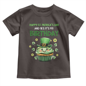 Funny St. Patrick's Day And Birthday Toddler T Shirt Shamrock Cupcake Leprechaun TS09 Dark Chocolate Print Your Wear