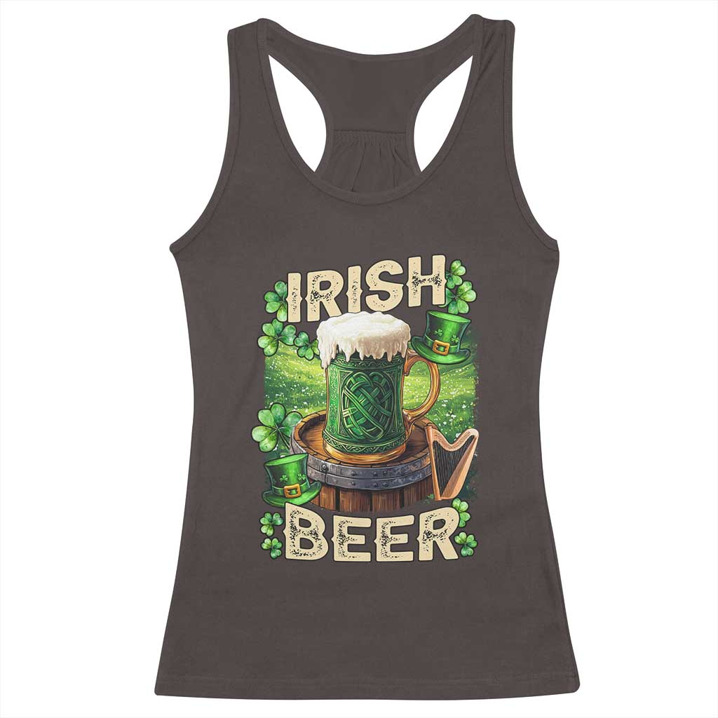 Funny St. Patrick's Day Irish Beer Racerback Tank Top TS09 Dark Chocolate Print Your Wear