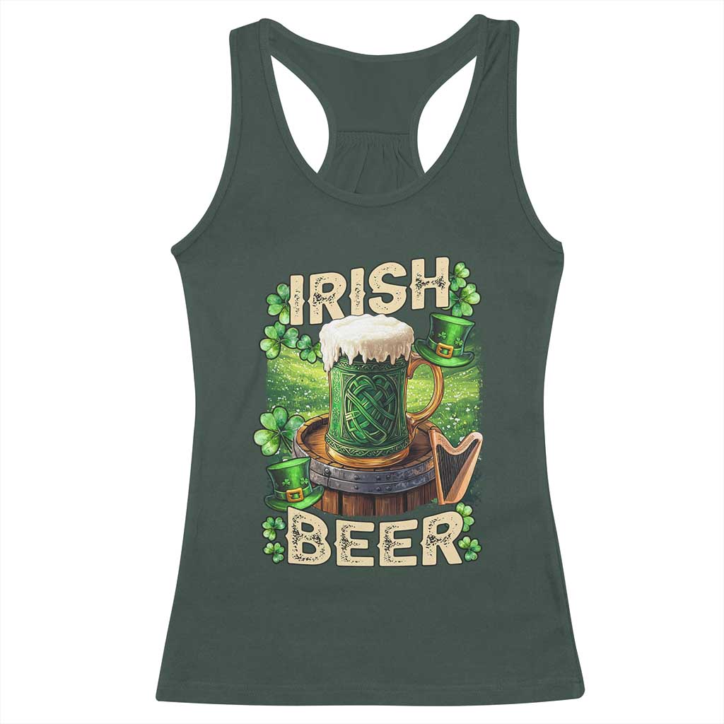 Funny St. Patrick's Day Irish Beer Racerback Tank Top TS09 Dark Forest Green Print Your Wear