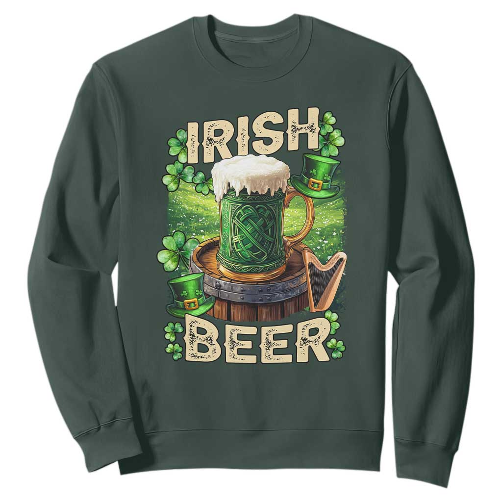 Funny St. Patrick's Day Irish Beer Sweatshirt TS09 Dark Forest Green Print Your Wear