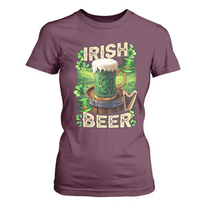 Funny St. Patrick's Day Irish Beer T Shirt For Women TS09 Maroon Print Your Wear