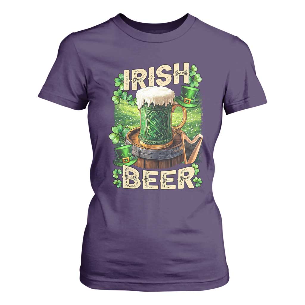 Funny St. Patrick's Day Irish Beer T Shirt For Women TS09 Purple Print Your Wear