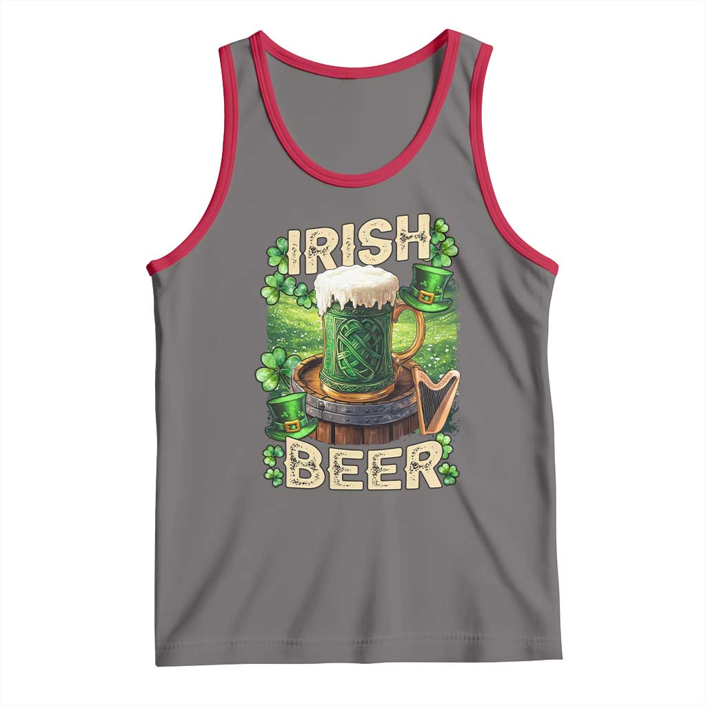 Funny St. Patrick's Day Irish Beer Tank Top TS09 Deep Heather Red Print Your Wear
