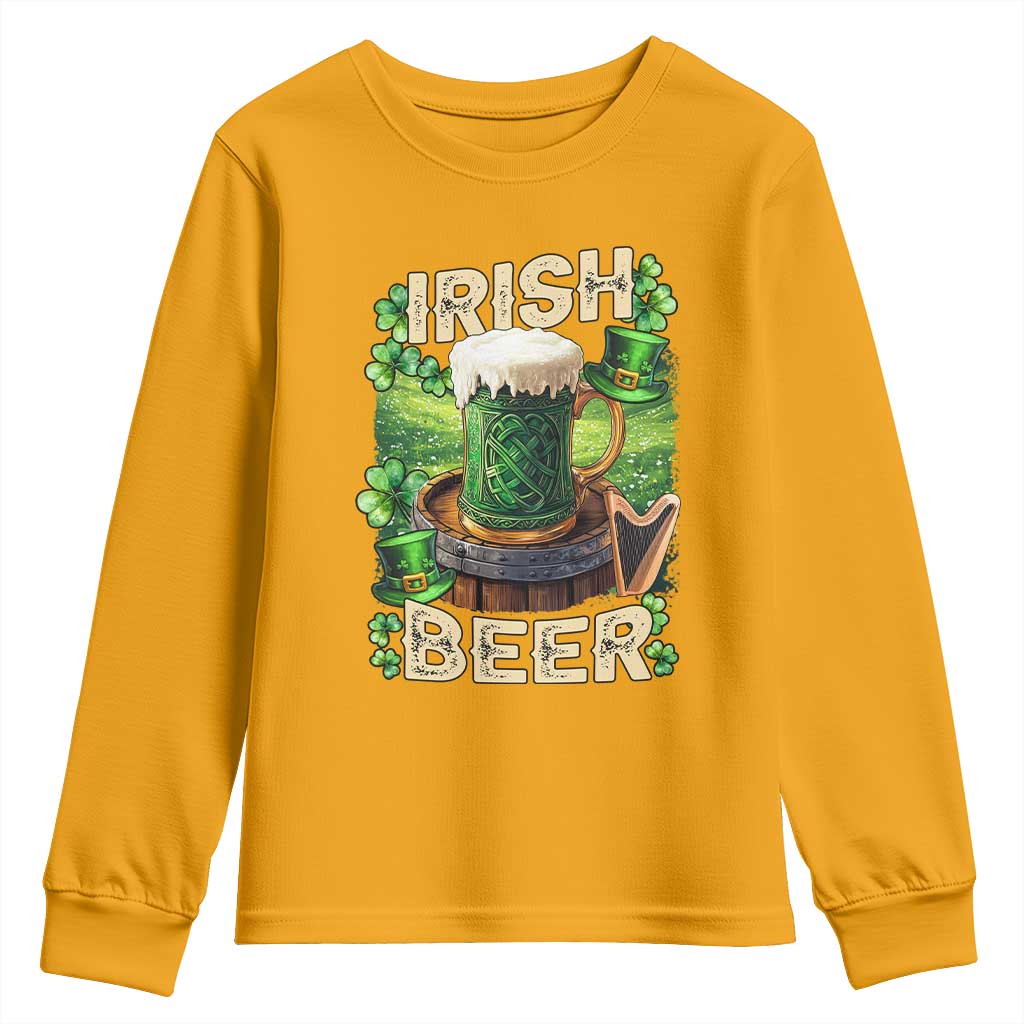 Funny St. Patrick's Day Irish Beer Youth Sweatshirt TS09 Gold Print Your Wear