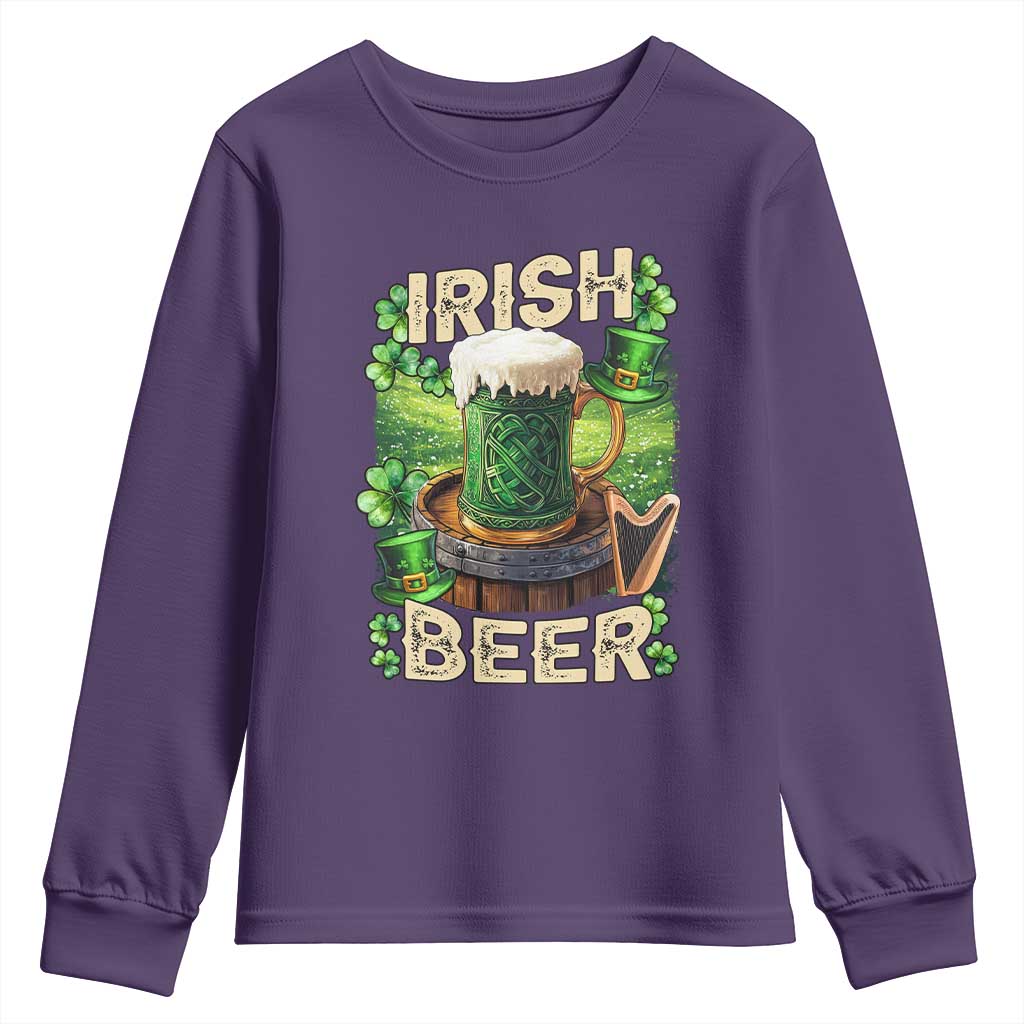 Funny St. Patrick's Day Irish Beer Youth Sweatshirt TS09 Purple Print Your Wear