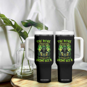Funny Irish Beer Tumbler With Handle The Devil Whispered I'm Coming For You I Whisper Back Bring Beer TS09 Print Your Wear