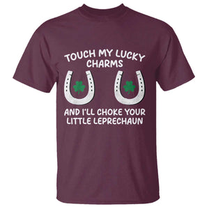 Funny St. Patrick's Day T Shirt Touch My Lucky Charm TS09 Maroon Print Your Wear